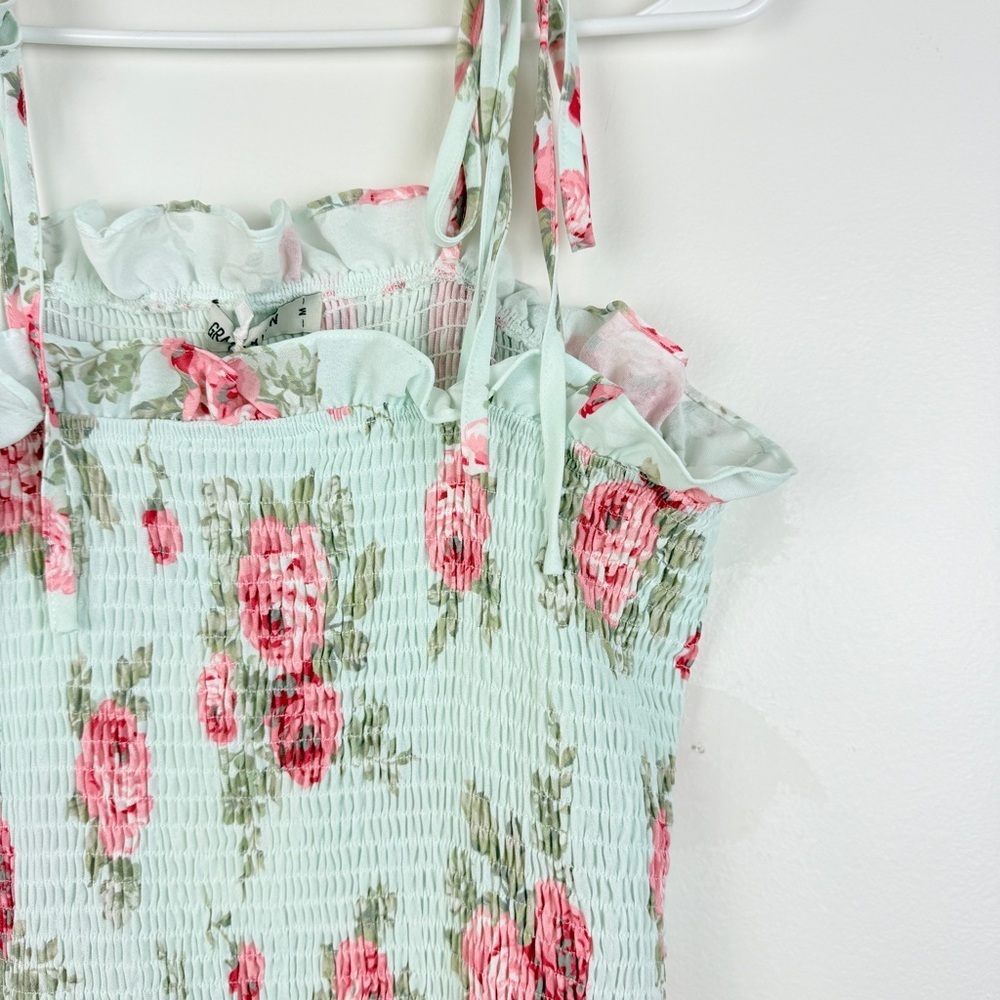 GRACE KARIN Summer Tie-Shoulder Floral Maxi Mermaid Hem Smocked Beach Dress - Picture 7 of 10